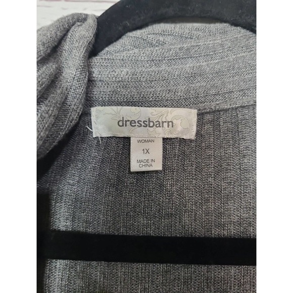 Dressbarn Gray Draped Open Front Knit Long Sleeve Cardigan Sweater Womans Sze 1X - Picture 4 of 5